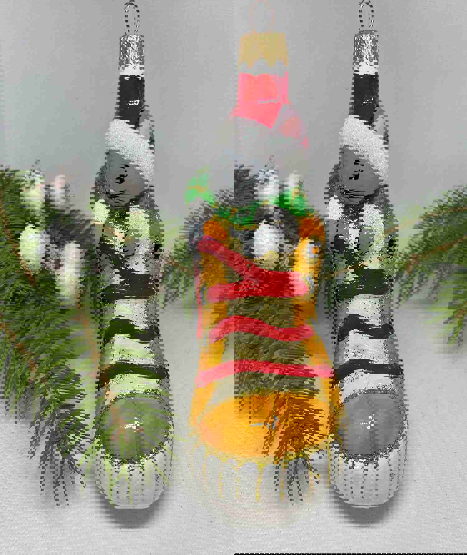 Handmade Mouse in a Boot Glass Christmas Ornament - Luxury Holiday Decoration