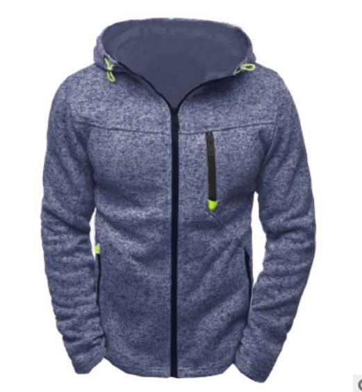 Men's Grey Casual Hoodie with Zipper - Branded Sweatshirt