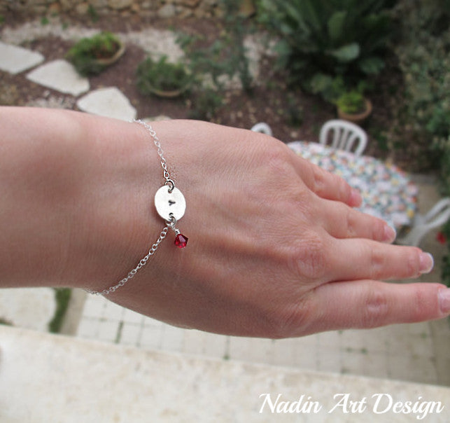 Personalized Initial Bracelet with Birthstone - Elegant Gift for Her