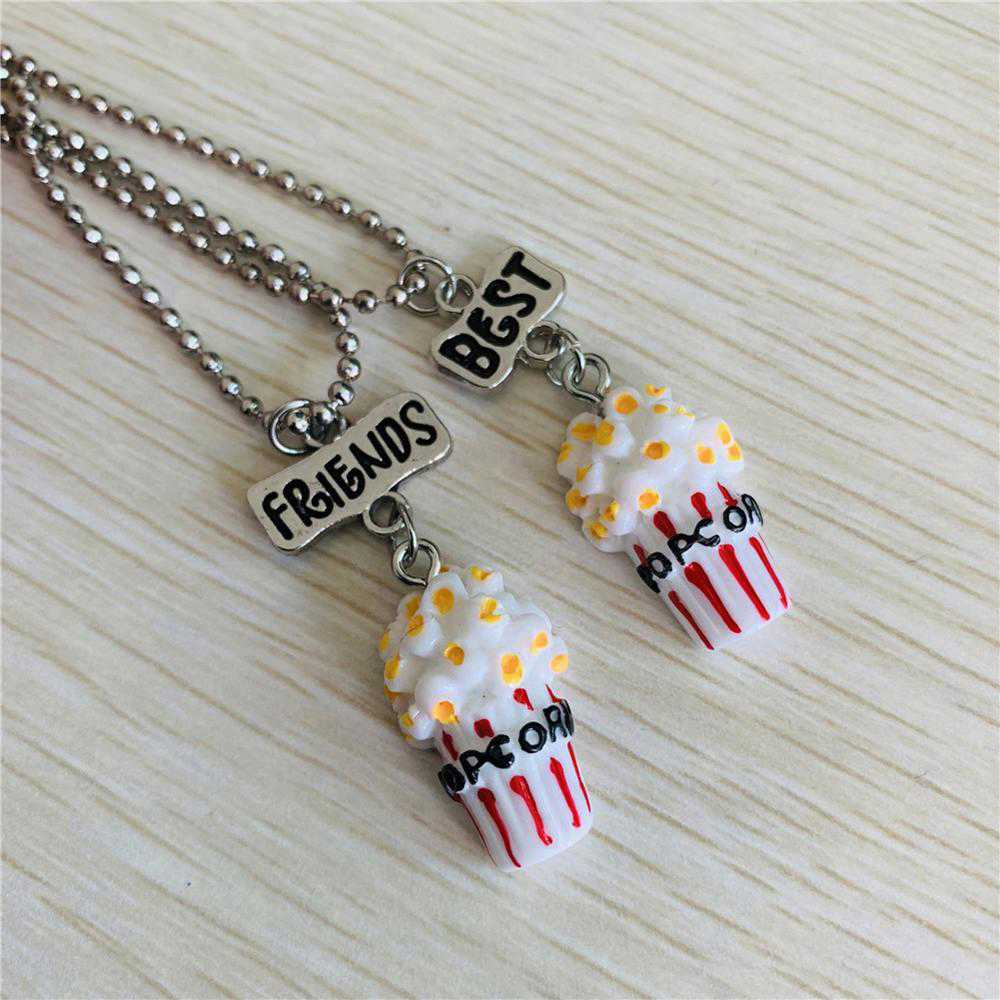 Lovely Imitation Food Popcorn Necklace - Resin Alloy Bead Chain for Girls' Christmas Gift