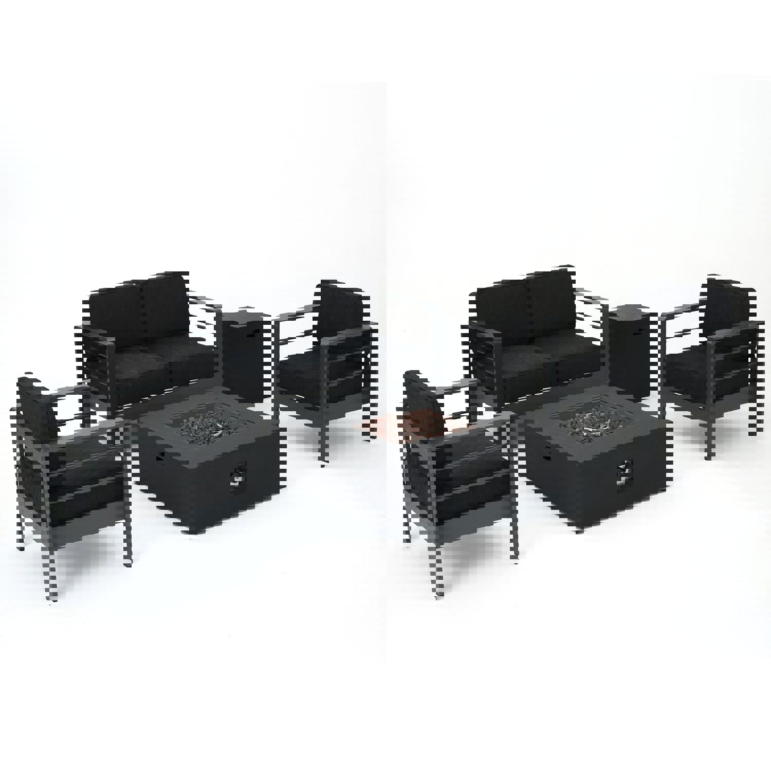 Coral Outdoor Aluminum 4 Seater Chat Set with Fire Pit