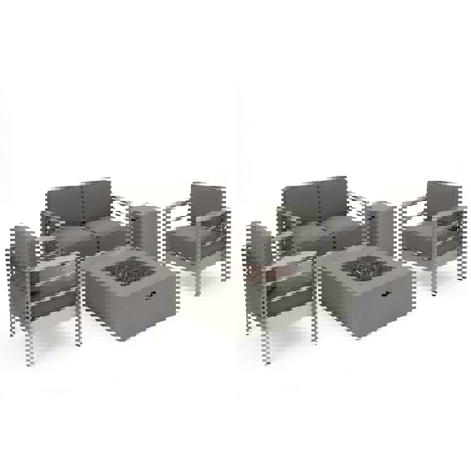 Coral Outdoor Aluminum 4 Seater Chat Set with Fire Pit