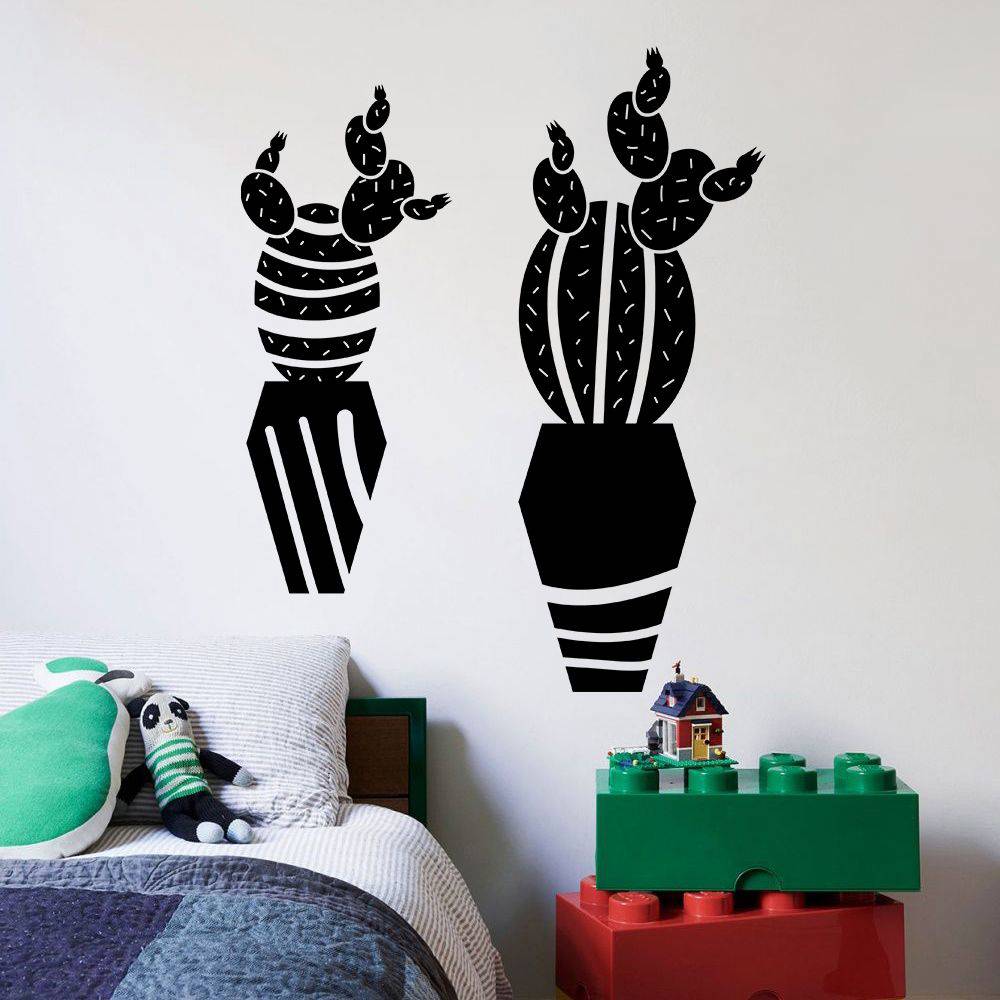 Cactus Vinyl Wall Sticker - Cute Cartoon Desert Plant Decal