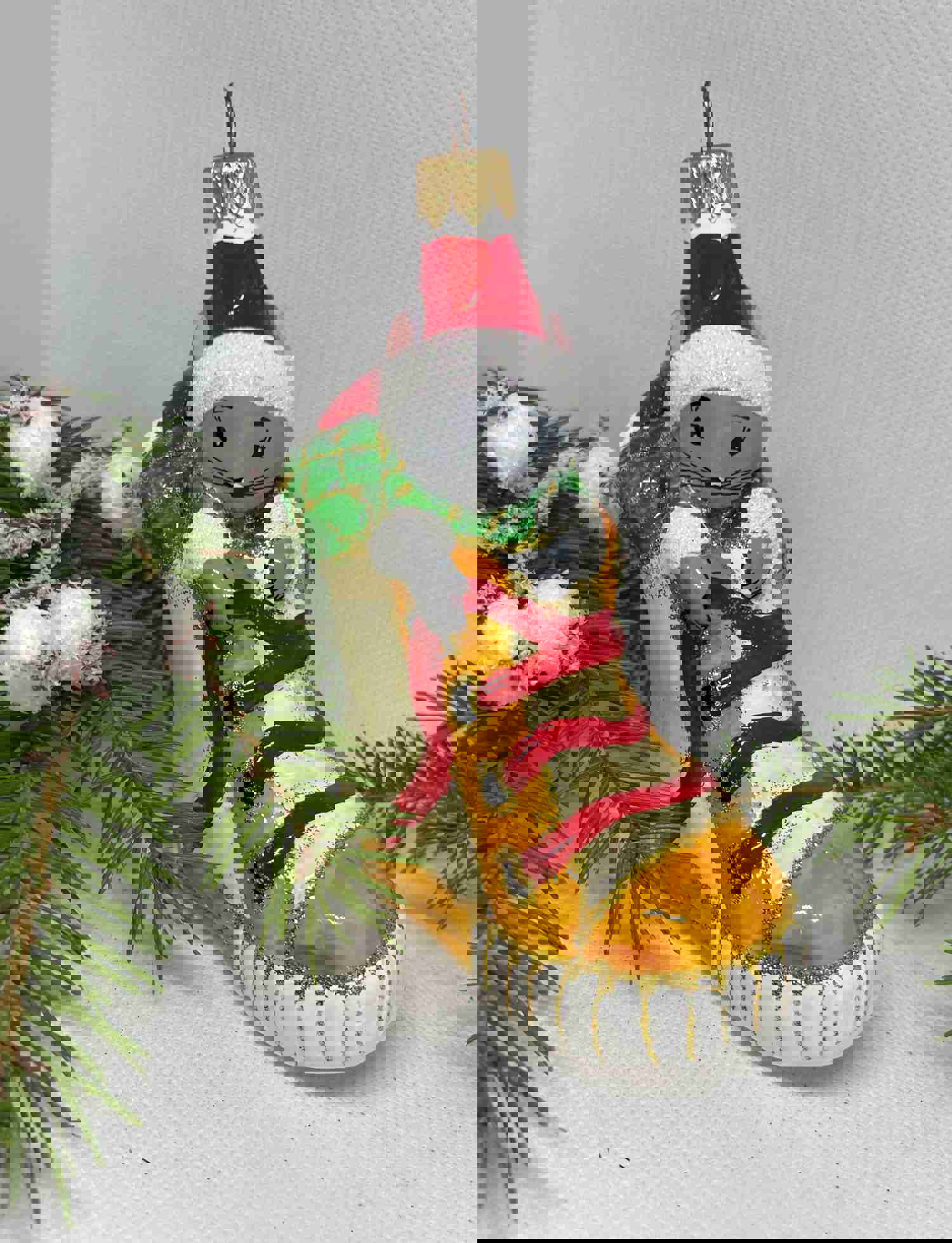 Handmade Mouse in a Boot Glass Christmas Ornament - Luxury Holiday Decoration