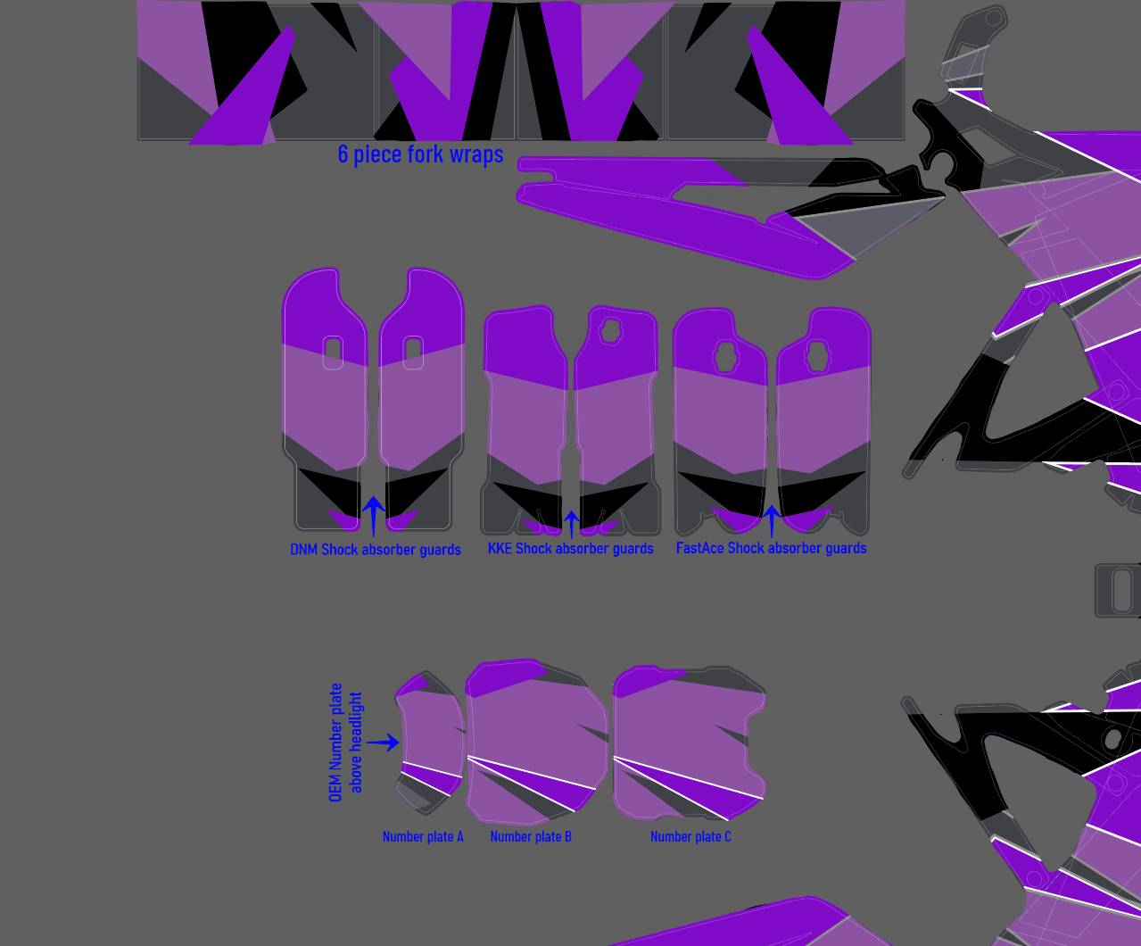 Geometric Camo Purple / Light Purple Pink-ish / Black Decal Set for Sur Ron, Segway