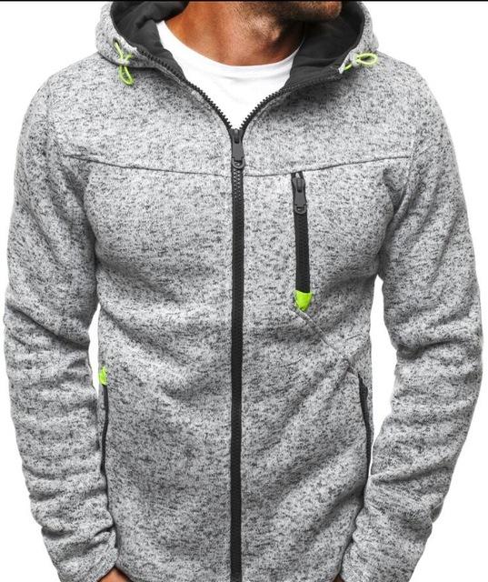 Men's Grey Casual Hoodie with Zipper - Branded Sweatshirt