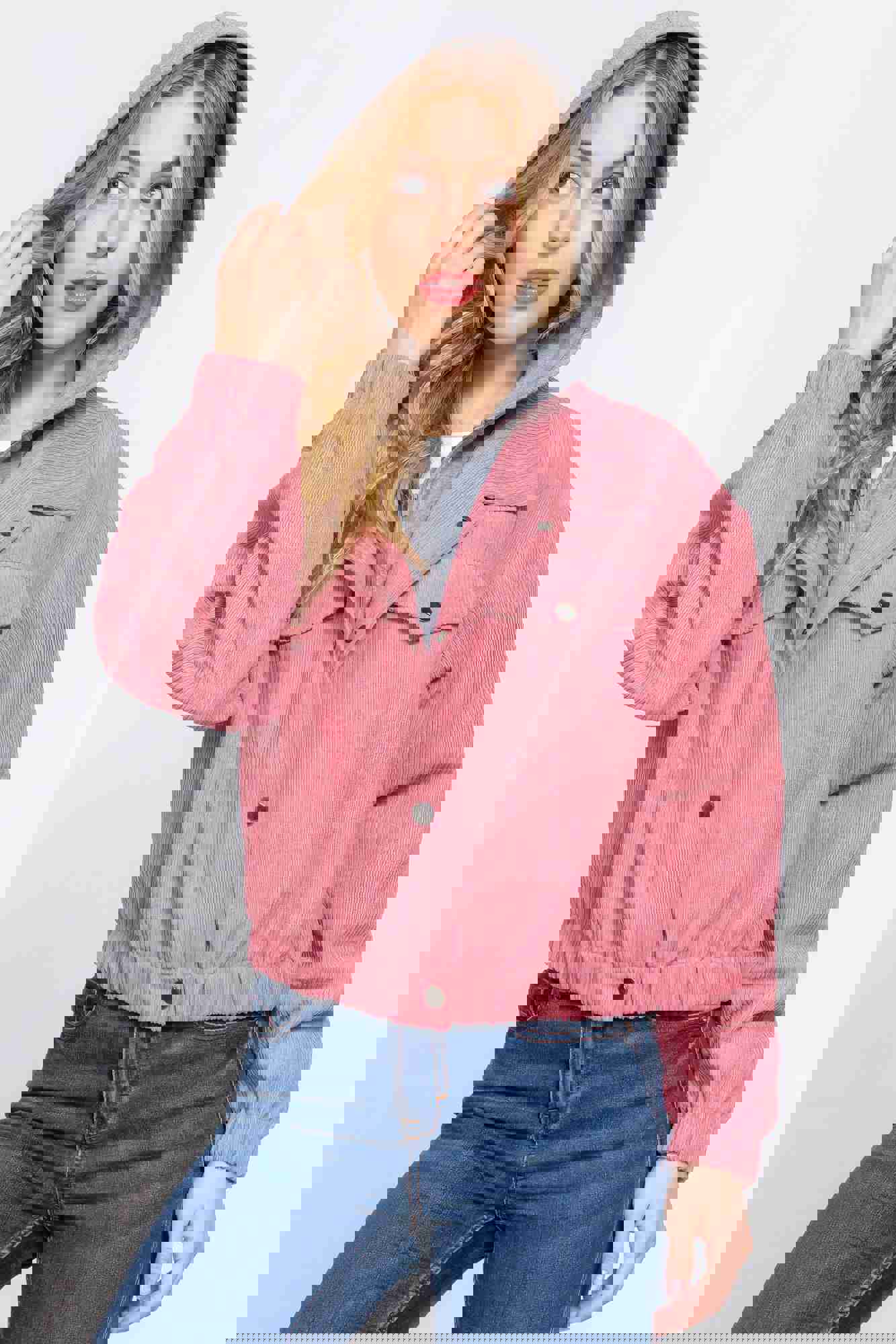 Long Sleeve Hoodie Corduroy Jacket