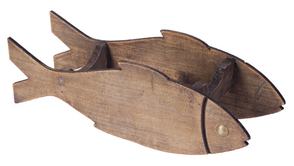Vintage Wooden Fish Shaped Single Bottle Wine Holder QI003660