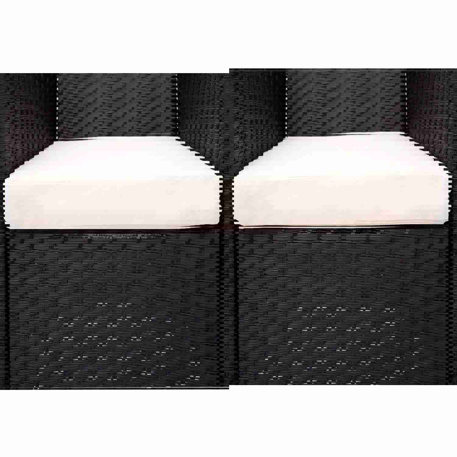 TOPMAX 7-piece Outdoor Wicker Dining Set with Beige Cushion (Black)