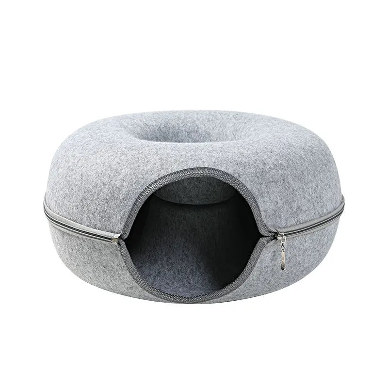 Donut Felt Cat Bed - Interactive Pet Toy and Cozy Rabbit Cave for Indoor Cats