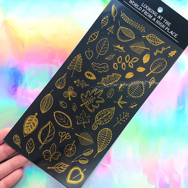 Gold Foiled Leaf Stickers - PVC Floral Embellishments for Resin Art & Scrapbooking