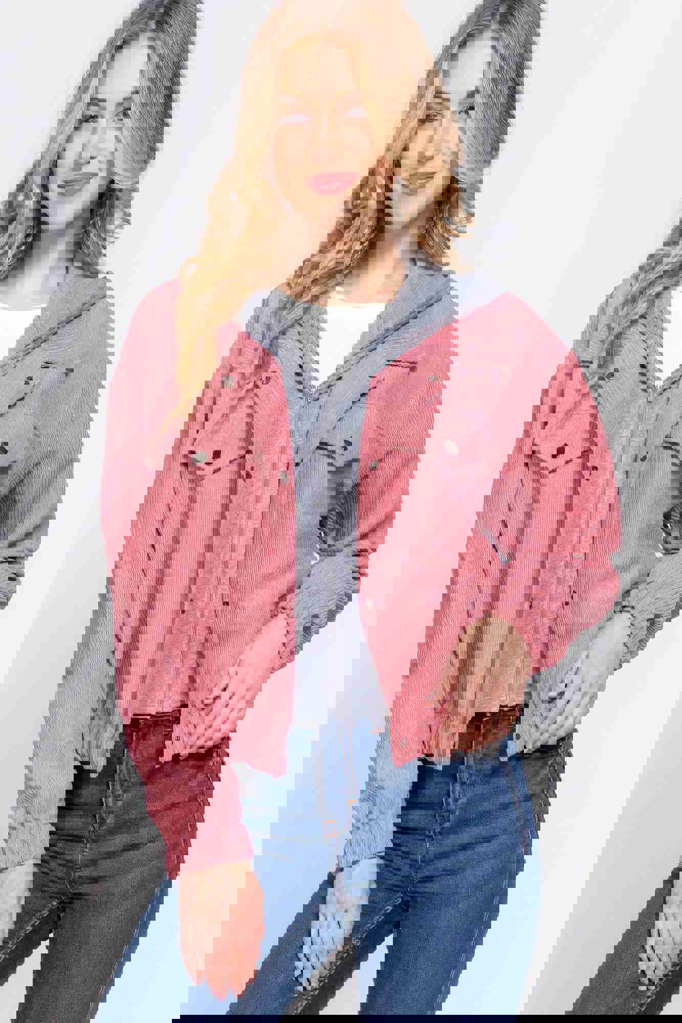 Long Sleeve Hoodie Corduroy Jacket