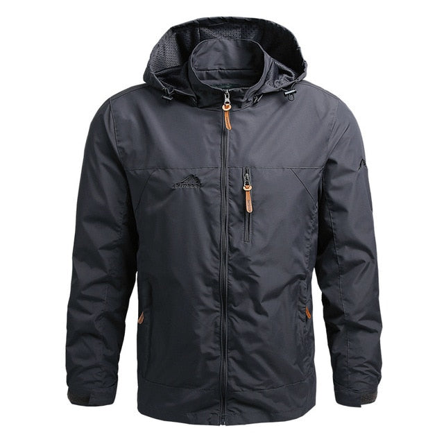 Men's Waterproof Hooded Jacket - Windproof Outdoor Windbreaker for Spring & Autumn