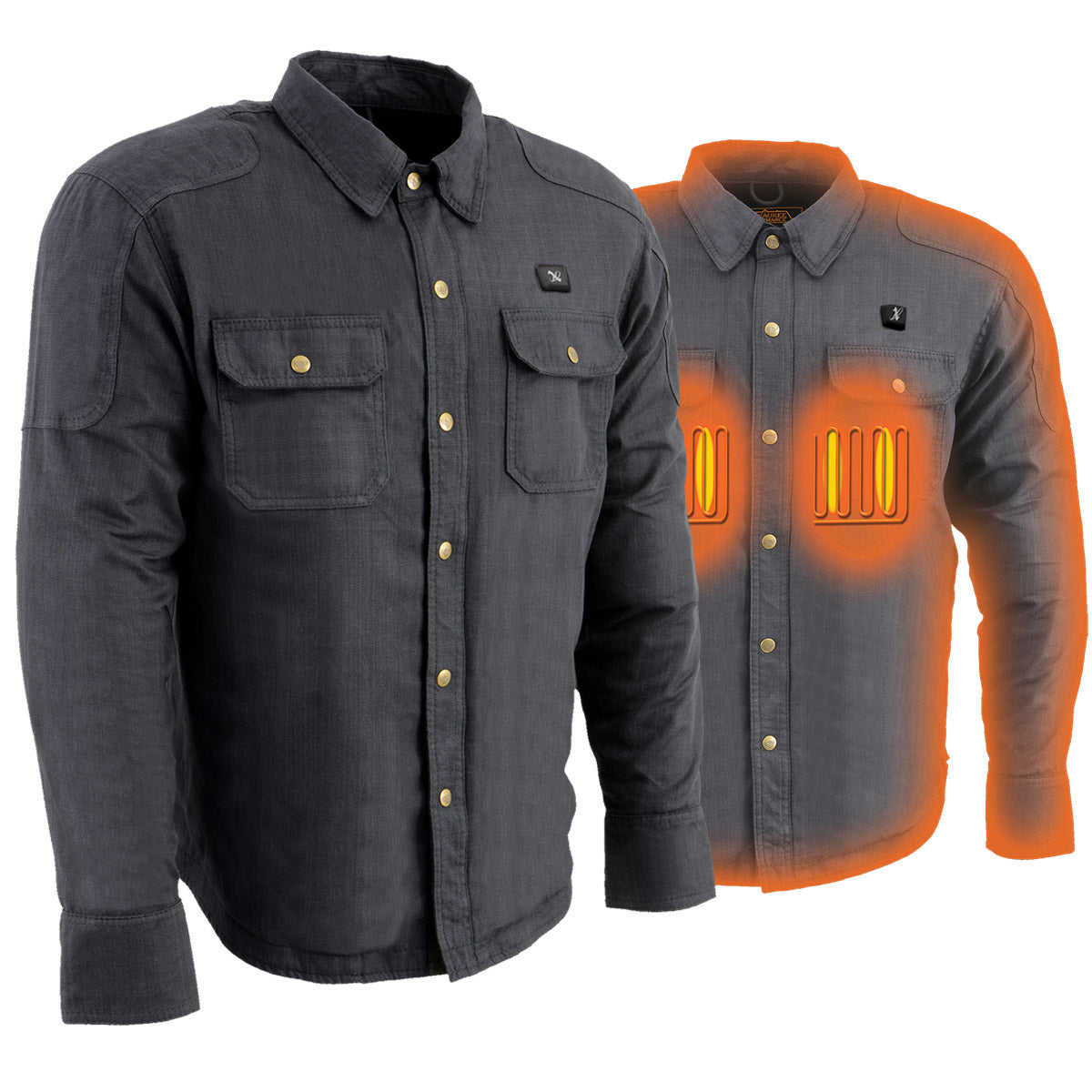 Nexgen Heat NXM1715SET Men's Scorcher Grey Heated Cotton Denim Jacket with Battery Pack