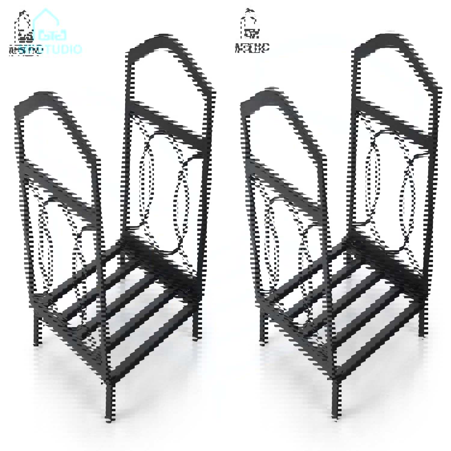 MF Studio 17 Inches Steel Firewood Log Rack Storage Holder for Indoor and Outdoor Use, Black