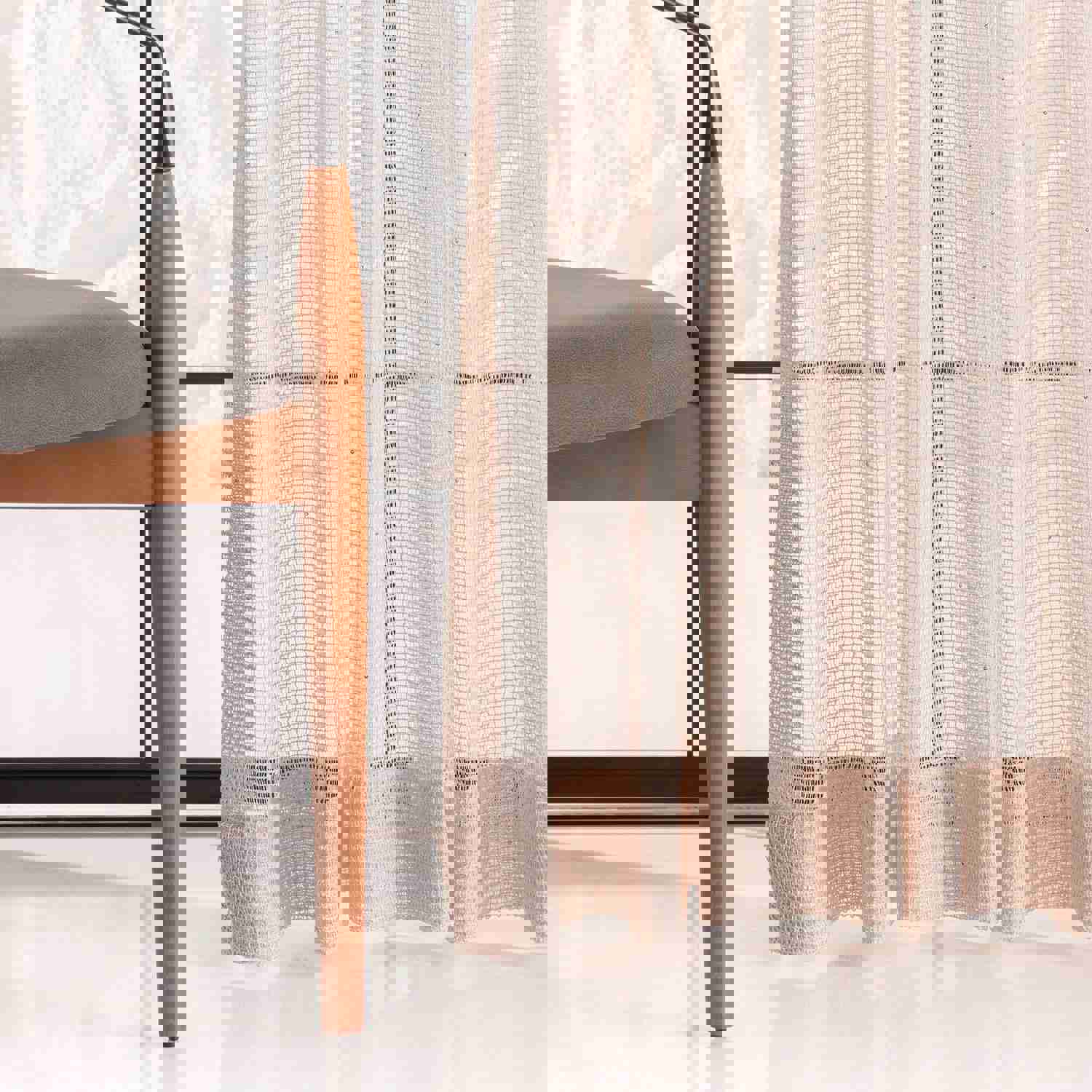 French Pleat Sheer Linen Curtain - 6 Color Options, Luxury Adjustable Living Room Curtain