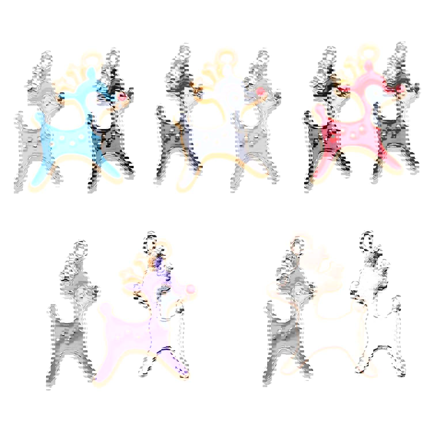 WYSIWYG 10pcs 21x14mm 5 Colors Enamel Deer Charms Pendant For DIY Jewelry Making