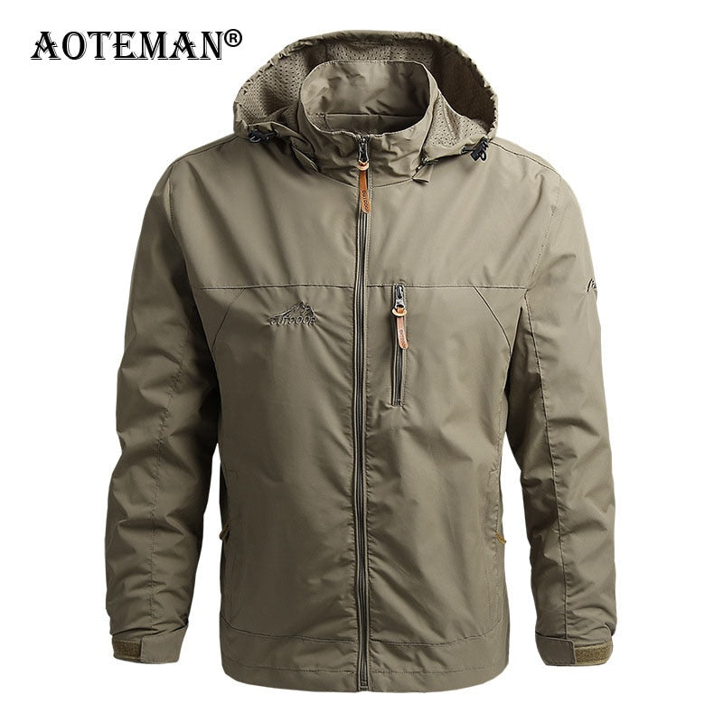 Men's Waterproof Hooded Jacket - Windproof Outdoor Windbreaker for Spring & Autumn