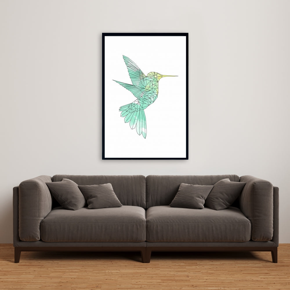 Geometric Hummingbird Fine Art Gallery Wrapped Canvas 24x36