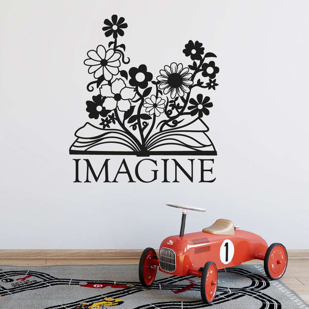 Flowers Floral Vinyl Wall Sticker - Imagine Quote Book Flower Garden Design