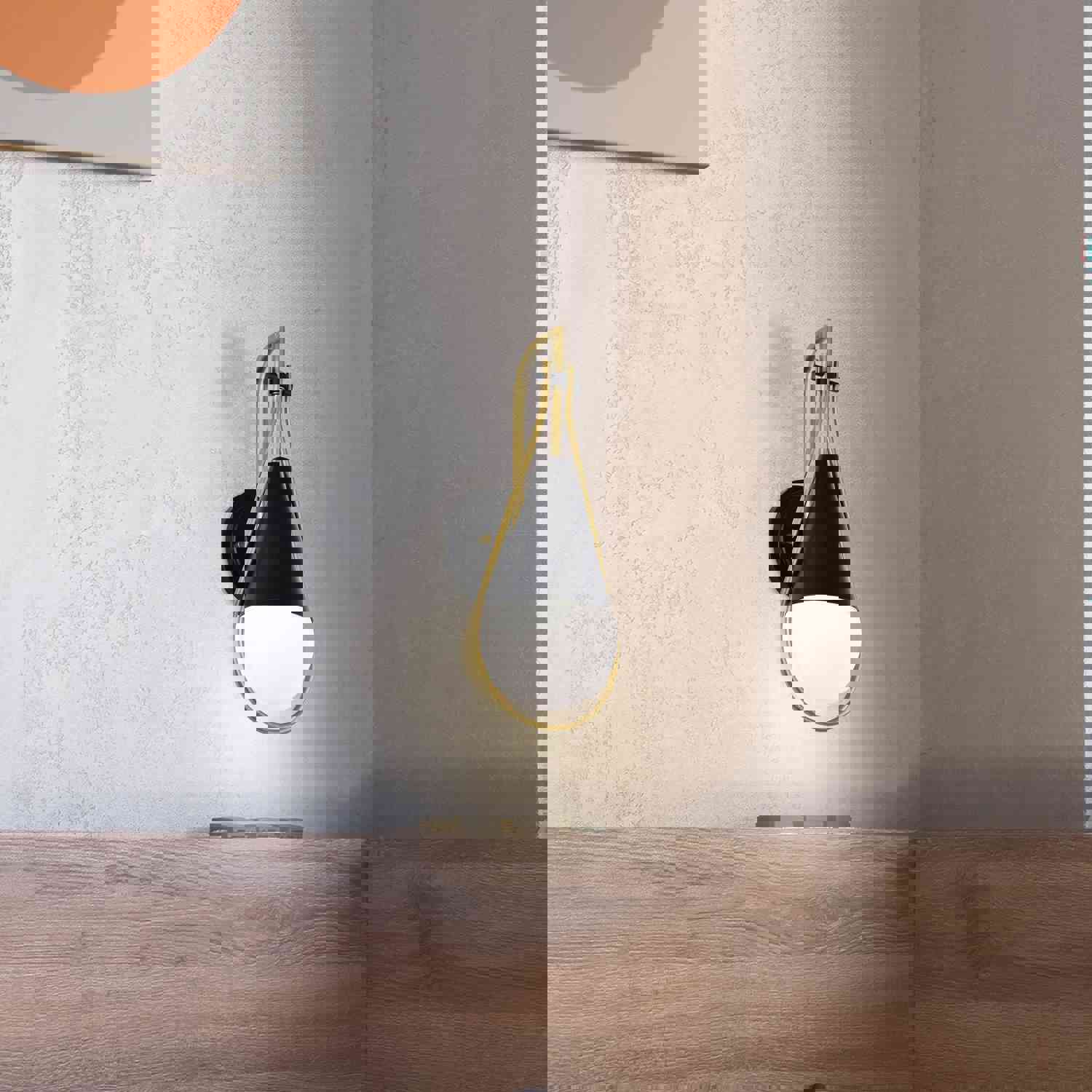 SATCO/NUVO Admiral 1 Light Wall Sconce in Matte Black and Natural Brass Finish with White Opal Glass