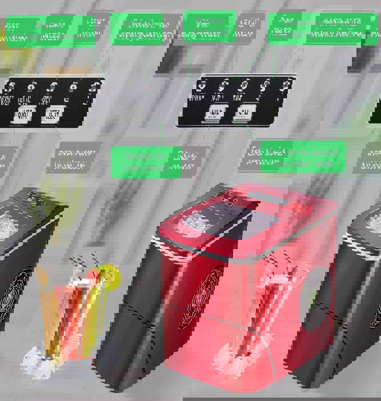 Kismile Compact Automatic Ice Maker, 9 Cubes Ready in 6-8 Minutes, Portable Ice Cube Maker for Home/Kitchen/Office