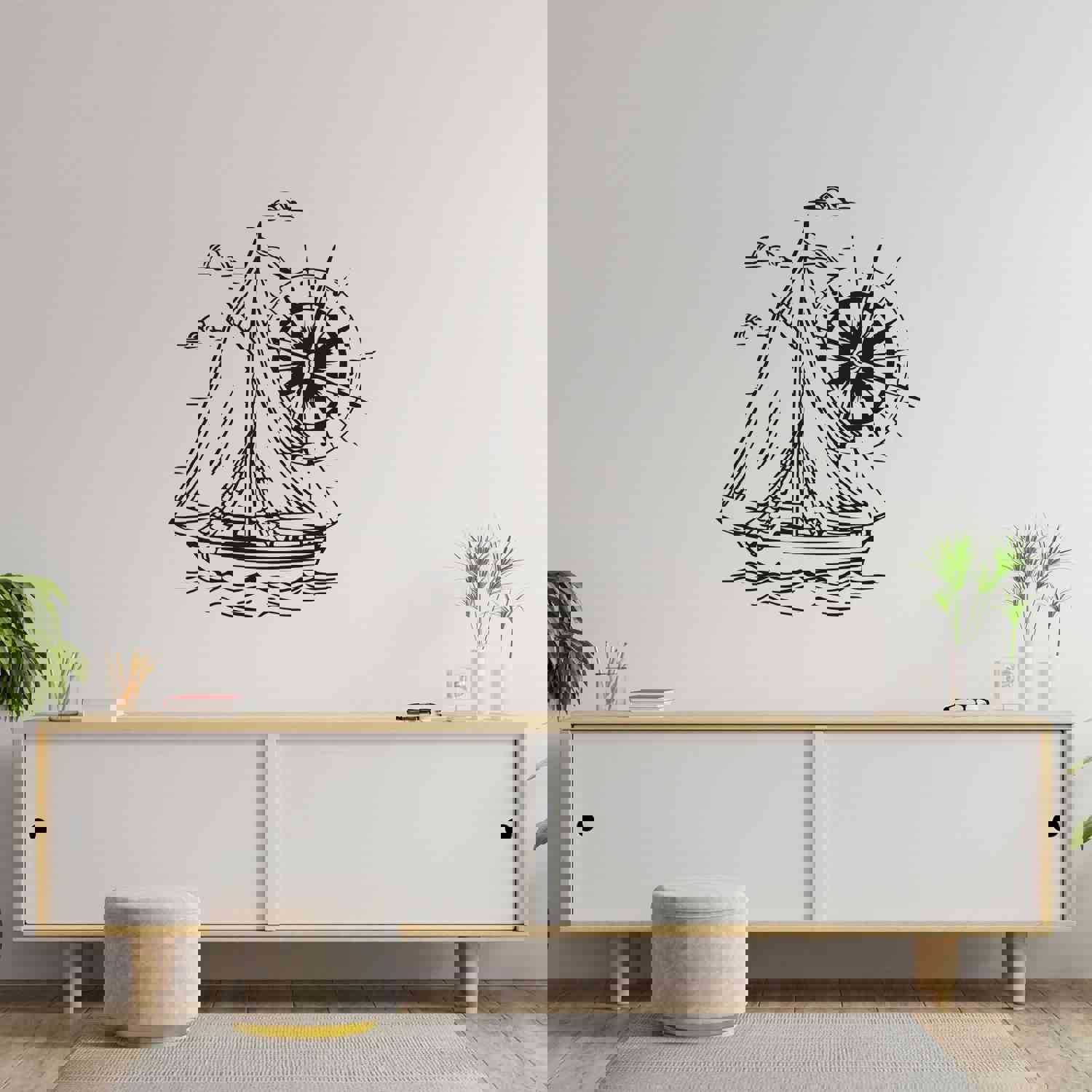 Sailing Quotes Vinyl Wall Sticker Wall Decal - Ship Compass Boat Boats