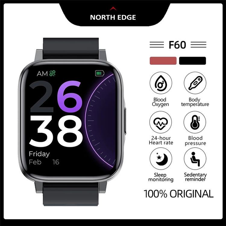 North Edge F60 Smart Watch - Full Touch Screen, IP68, Fitness Tracker for Android & iOS