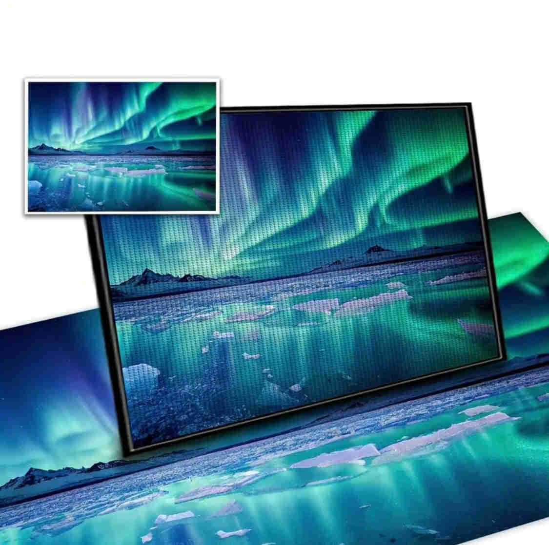 Diamond Painting Kit - Northern Lights Colorful Nature Craft for Beginners to Experts