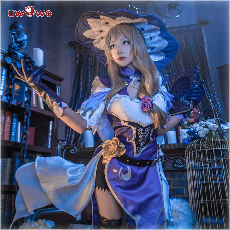 UWOWO Lisa Cosplay Game Genshin Impact Lisa Witch of Purple Rose Halloween Costume Full Dress