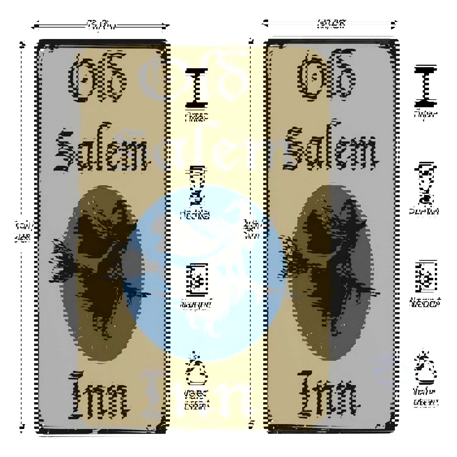 1pc Vintage Halloween Witch Tin Sign - Old Salem Inn Wall Art Decor (8x12inch)