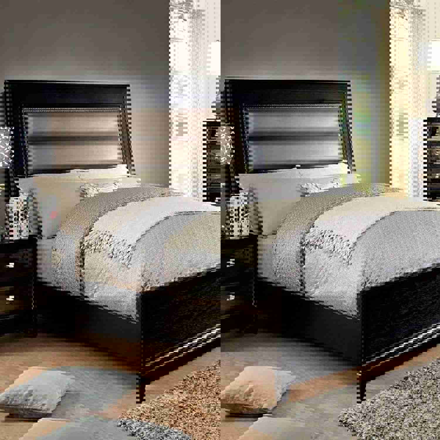 Contemporary Black Finish King Size 6-Piece Bedroom Set