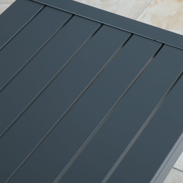 Patio Aluminum Side Table Outdoor Indoor C Shaped End Table, Dark Grey