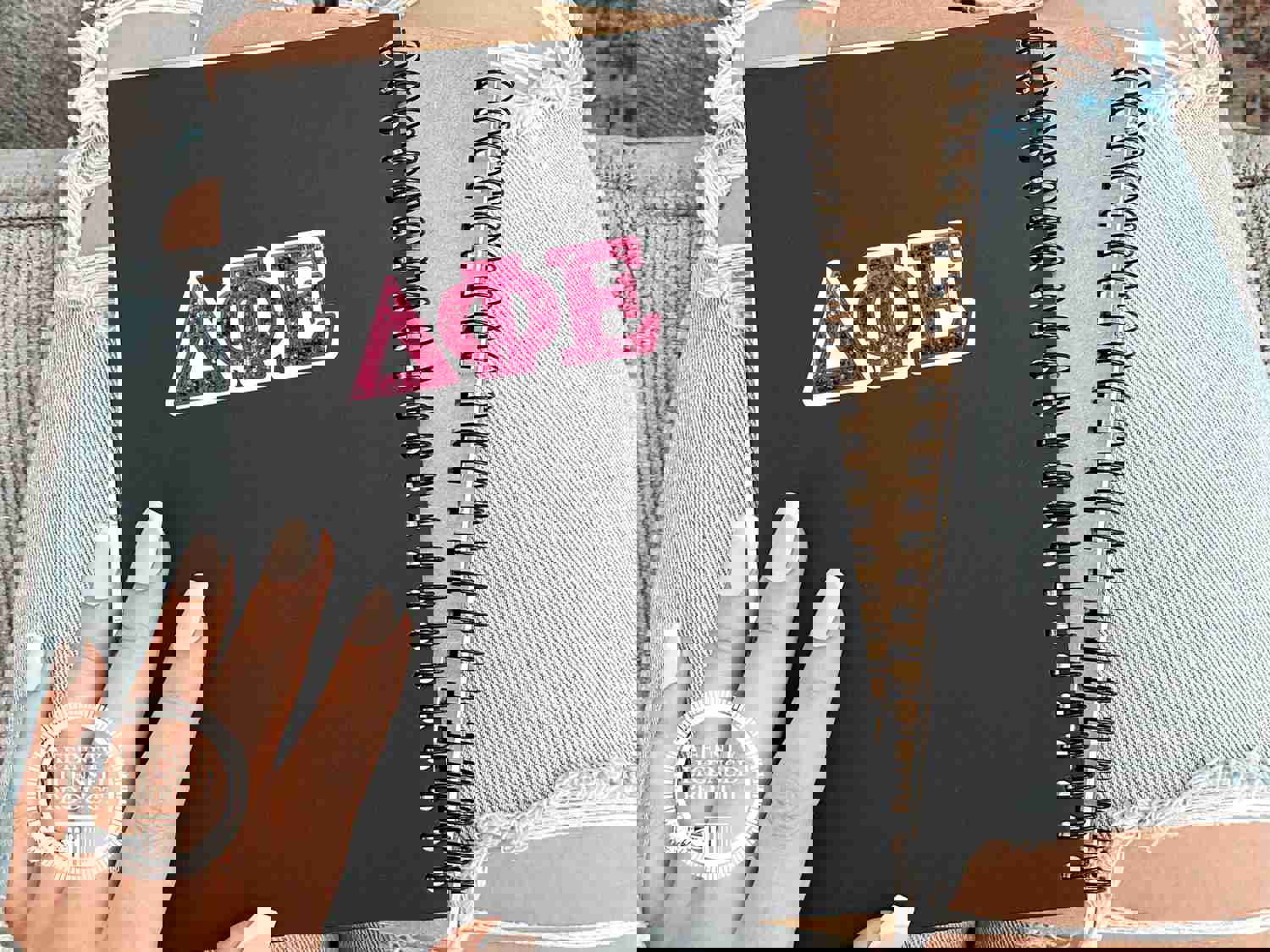 Delta Phi Epsilon Vinyl Sticker - Pink Sequin Sorority Decal