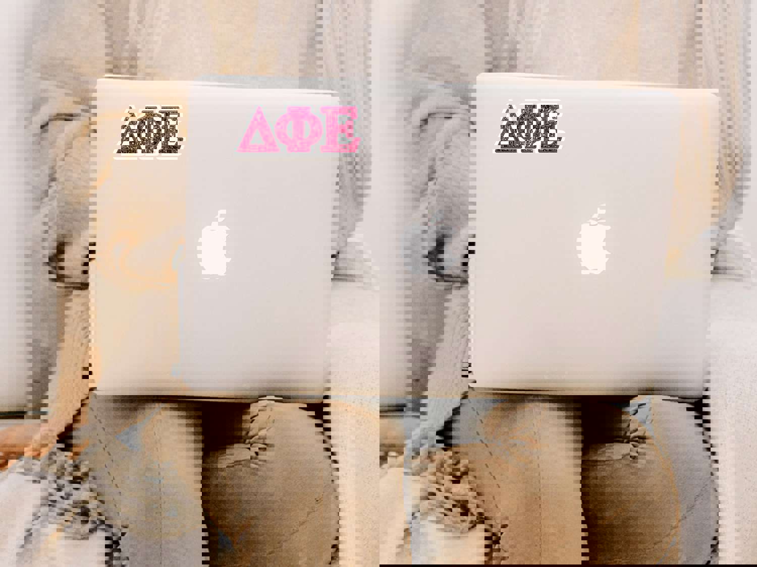 Delta Phi Epsilon Vinyl Sticker - Pink Sequin Sorority Decal