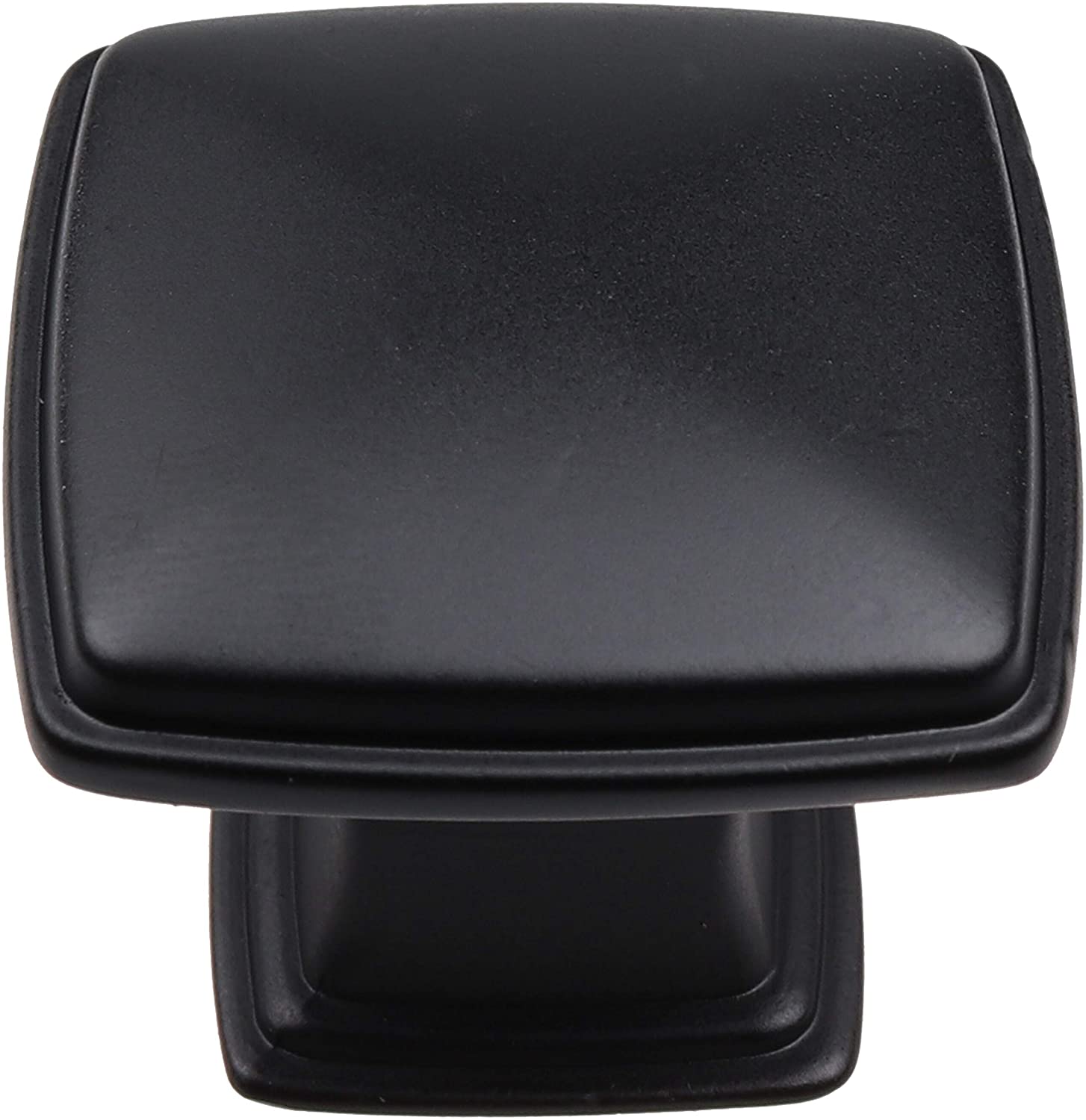 10-Pack 1.25-Inch Square Cabinet Knob - Black Matte Zinc Alloy