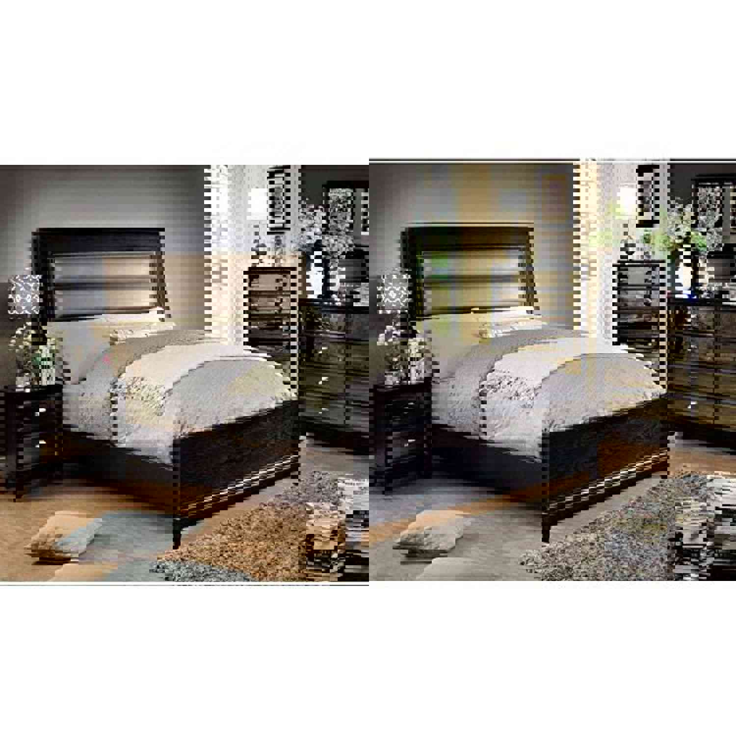 Contemporary Black Finish King Size 6-Piece Bedroom Set