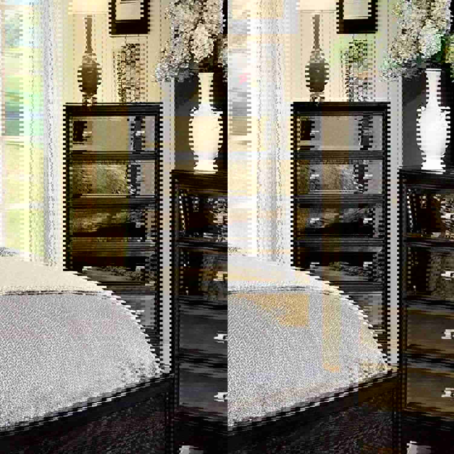 Contemporary Black Finish King Size 6-Piece Bedroom Set