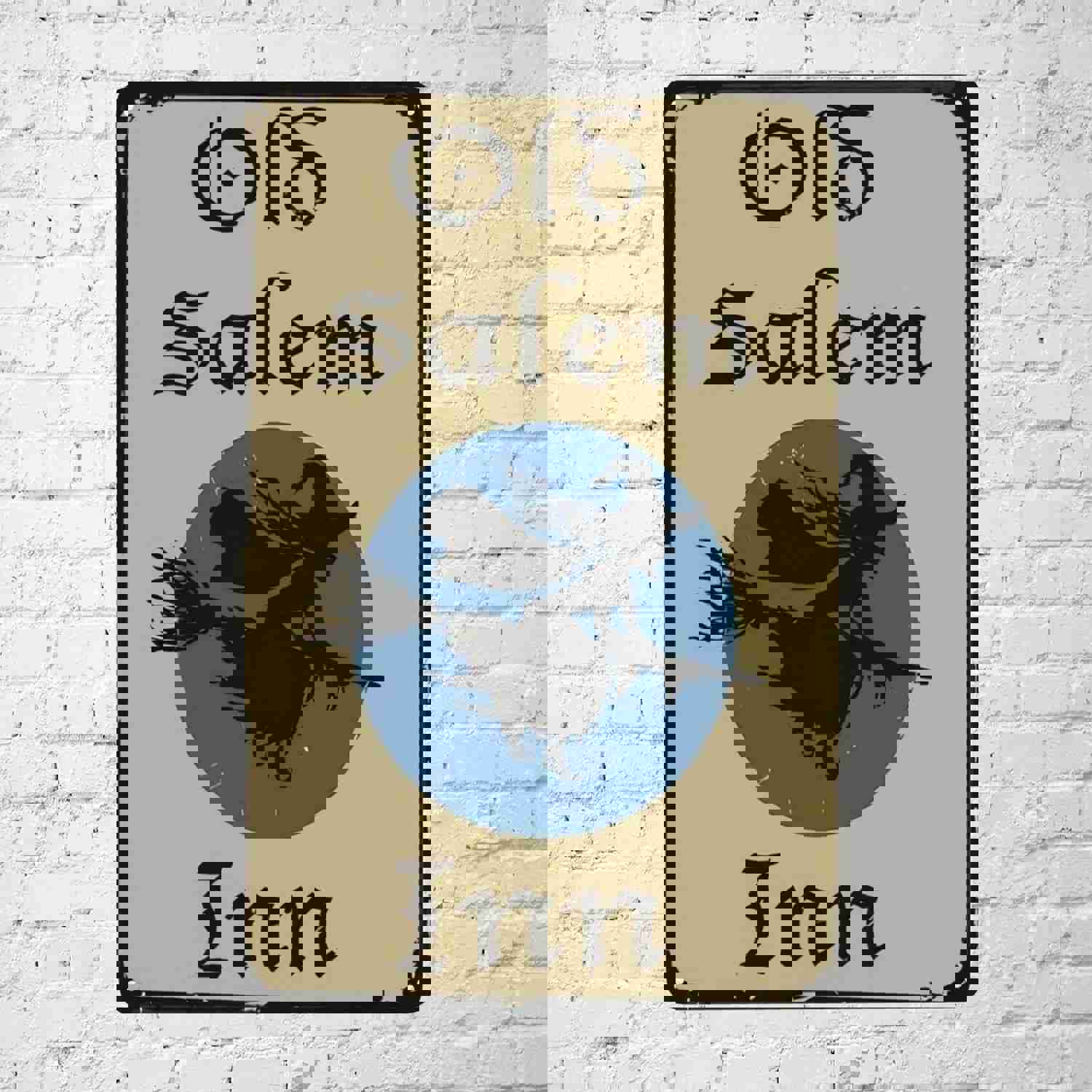 1pc Vintage Halloween Witch Tin Sign - Old Salem Inn Wall Art Decor (8x12inch)