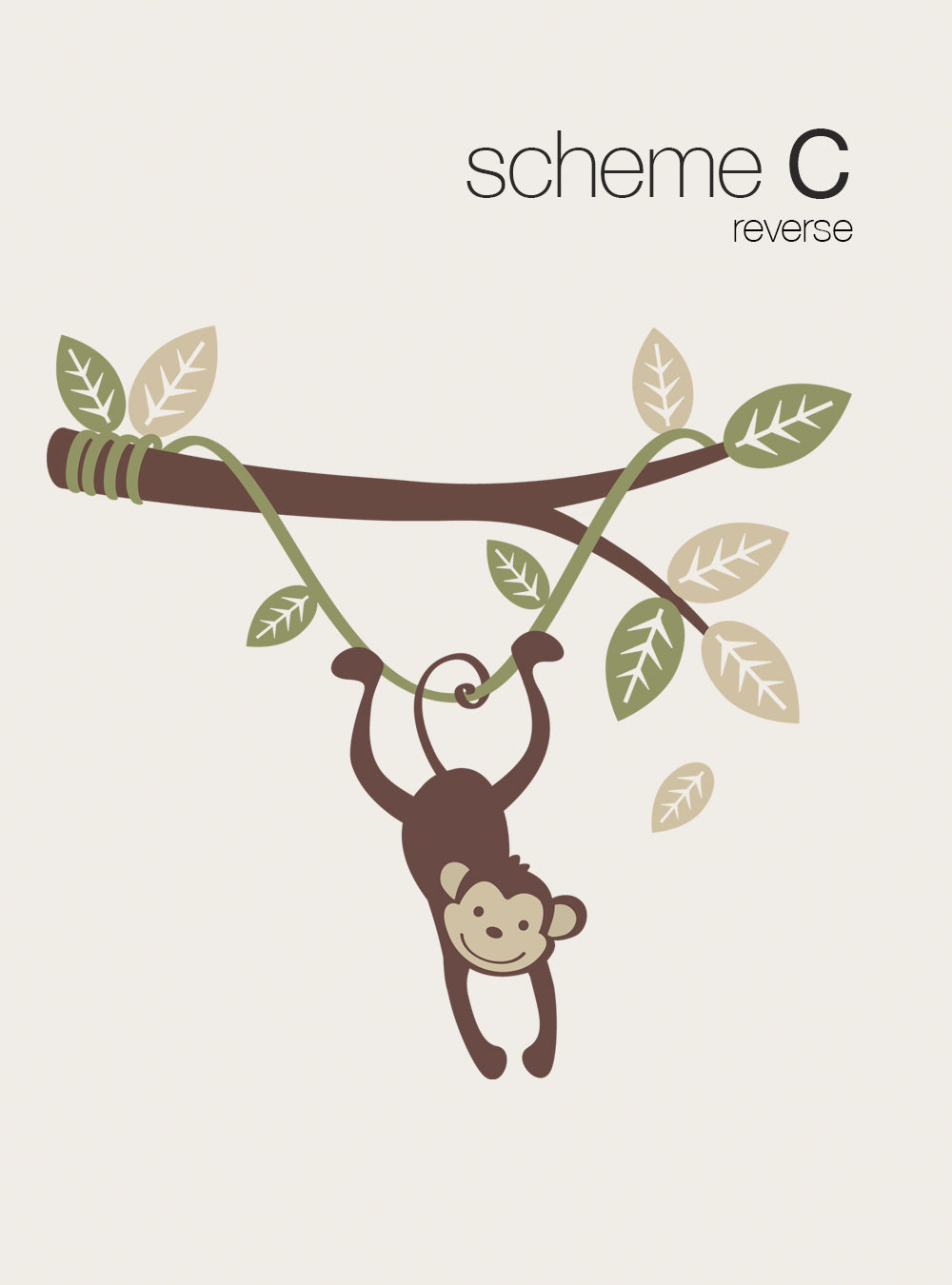 Monkey Wall Decal Hanging on a Branch Vine for Kids Room