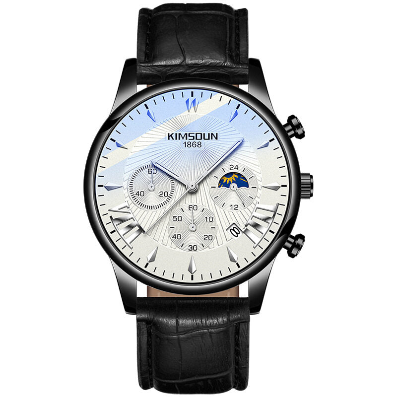 KIMSDUN New Moon Phase Star Men's Watch - Fashionable Multifunctional Quartz Watch K-1875B