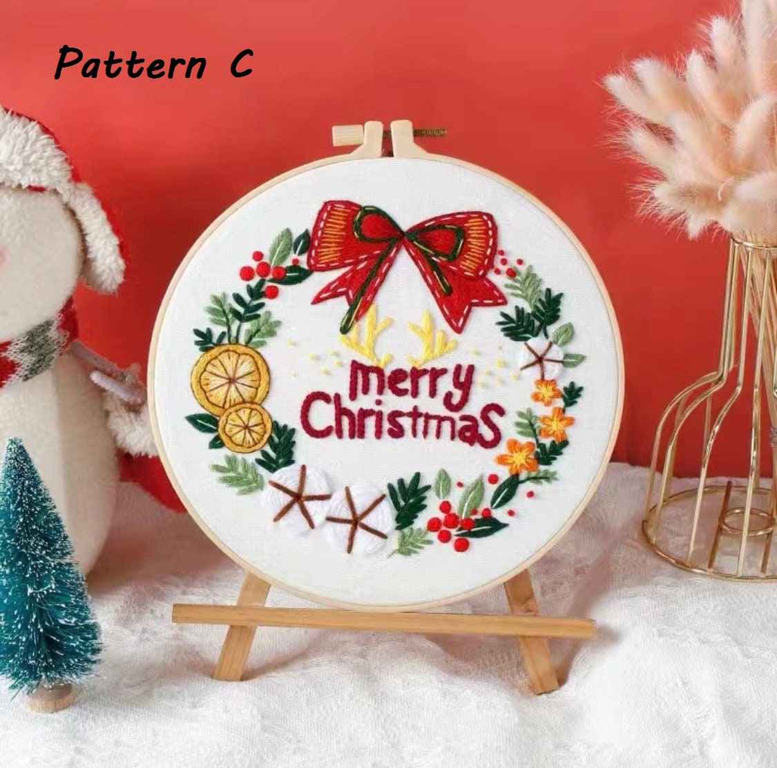 Christmas Embroidery Kit for Beginners - DIY Craft with Festive Designs
