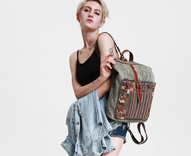 Vintage Canvas Leather Travel Backpack for Men - Durable School & Outdoor Bag