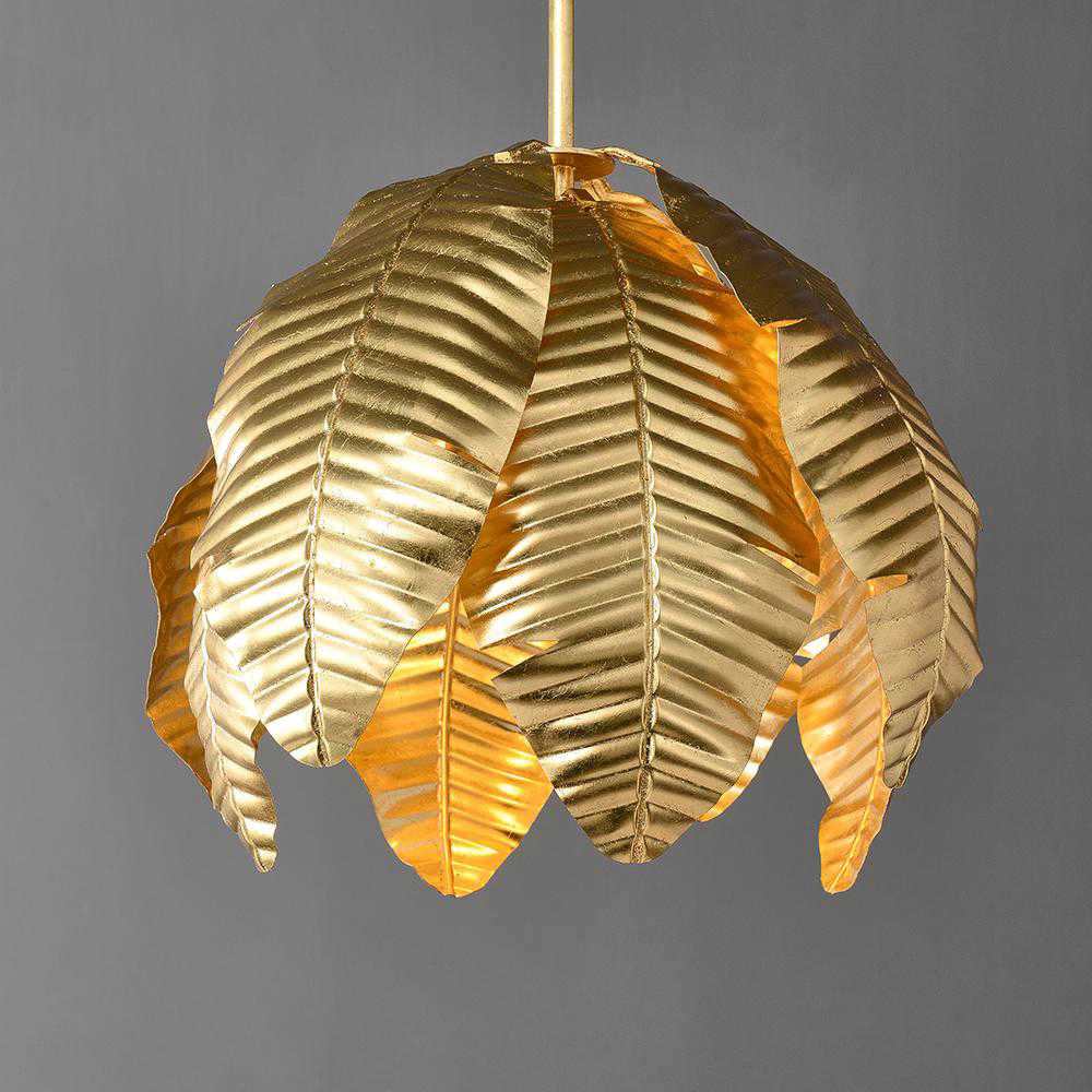 Glam Gold Leaf Chandelier Metal Leaves Pendant Light Lamp Fixture