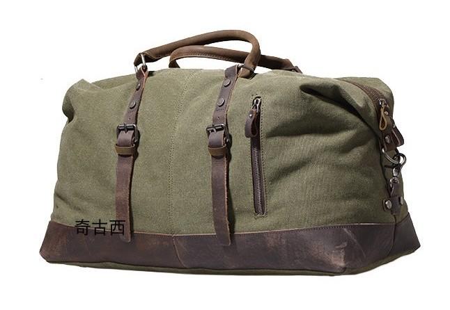 Men's Waxed Canvas Leather Weekender Travel Bag