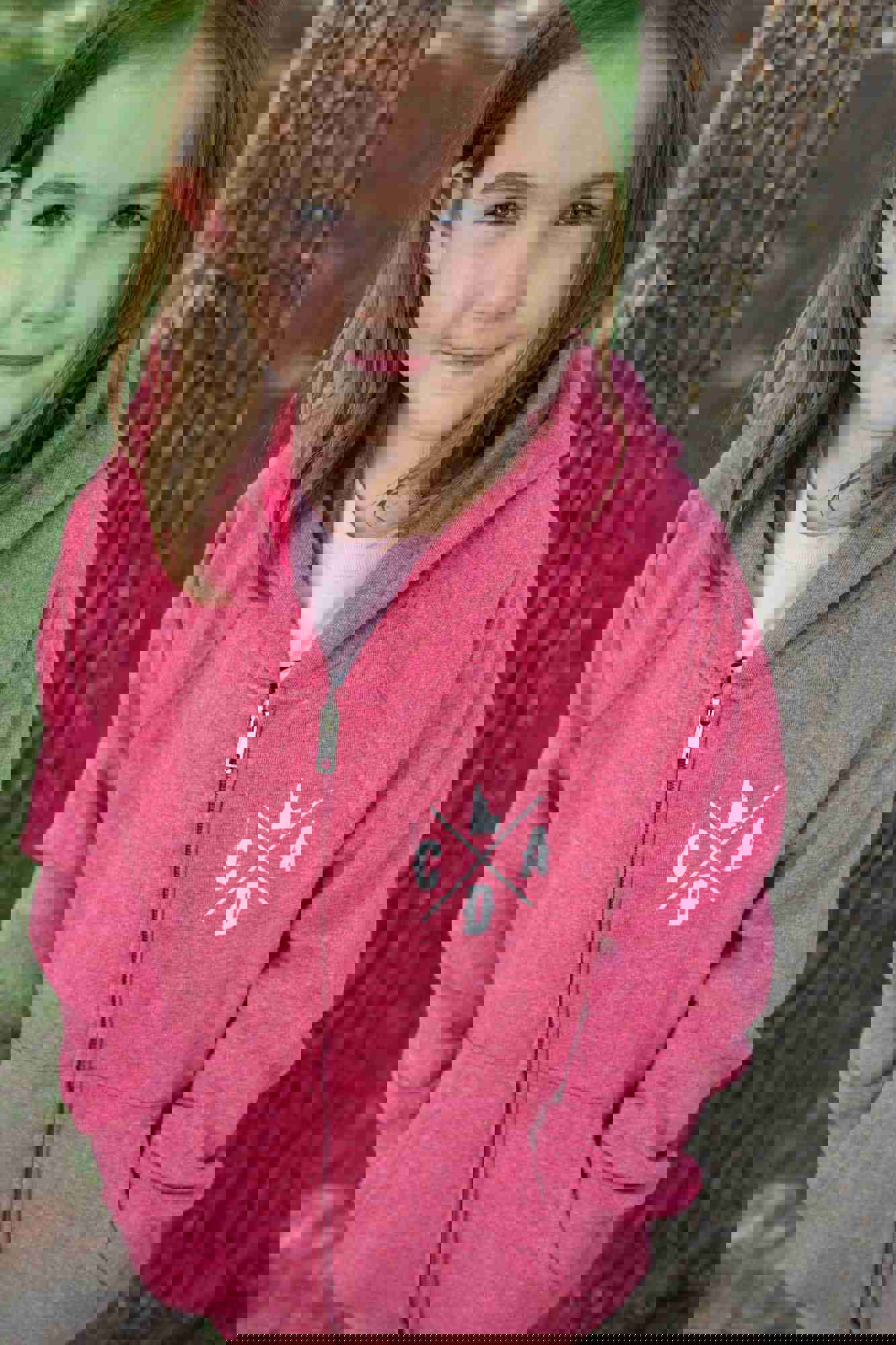 Kids Pink Happy Zip Up Hoodie