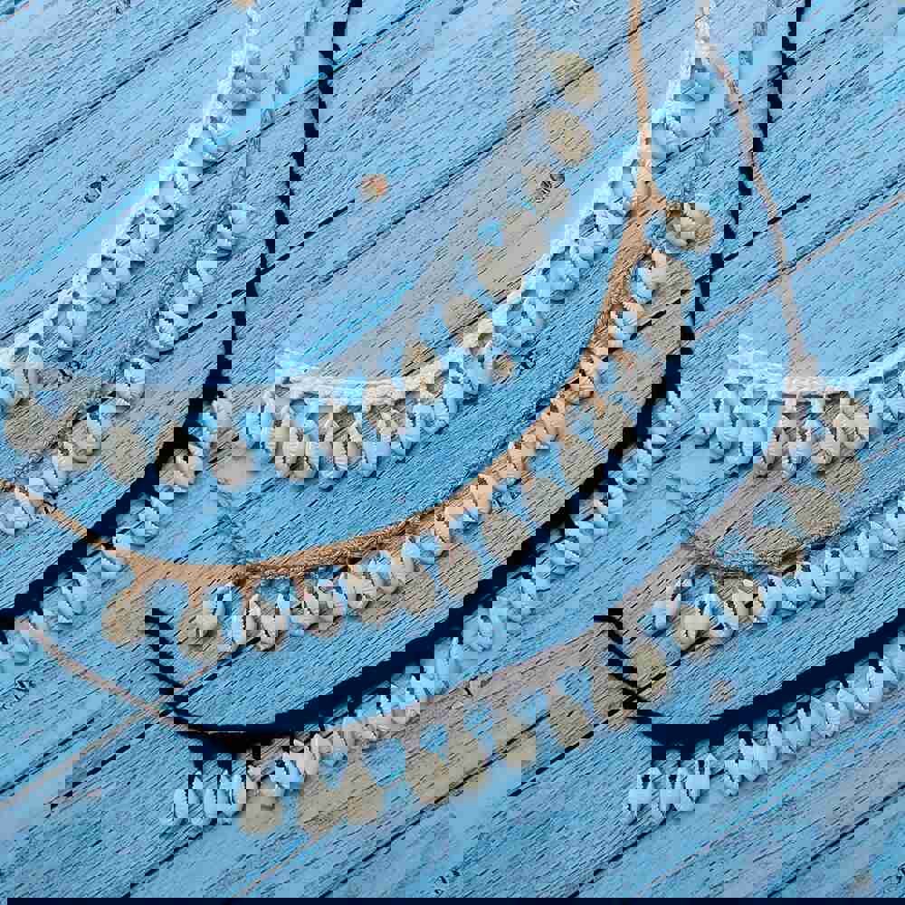 Simplicity Girl Seashell Choker Necklace - Crochet Bohemian Beach Tassel Necklace for Women