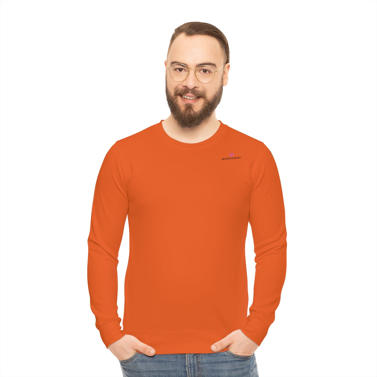 Dark Orange Lightweight Men's Sweatshirt - Solid Color Regular Fit