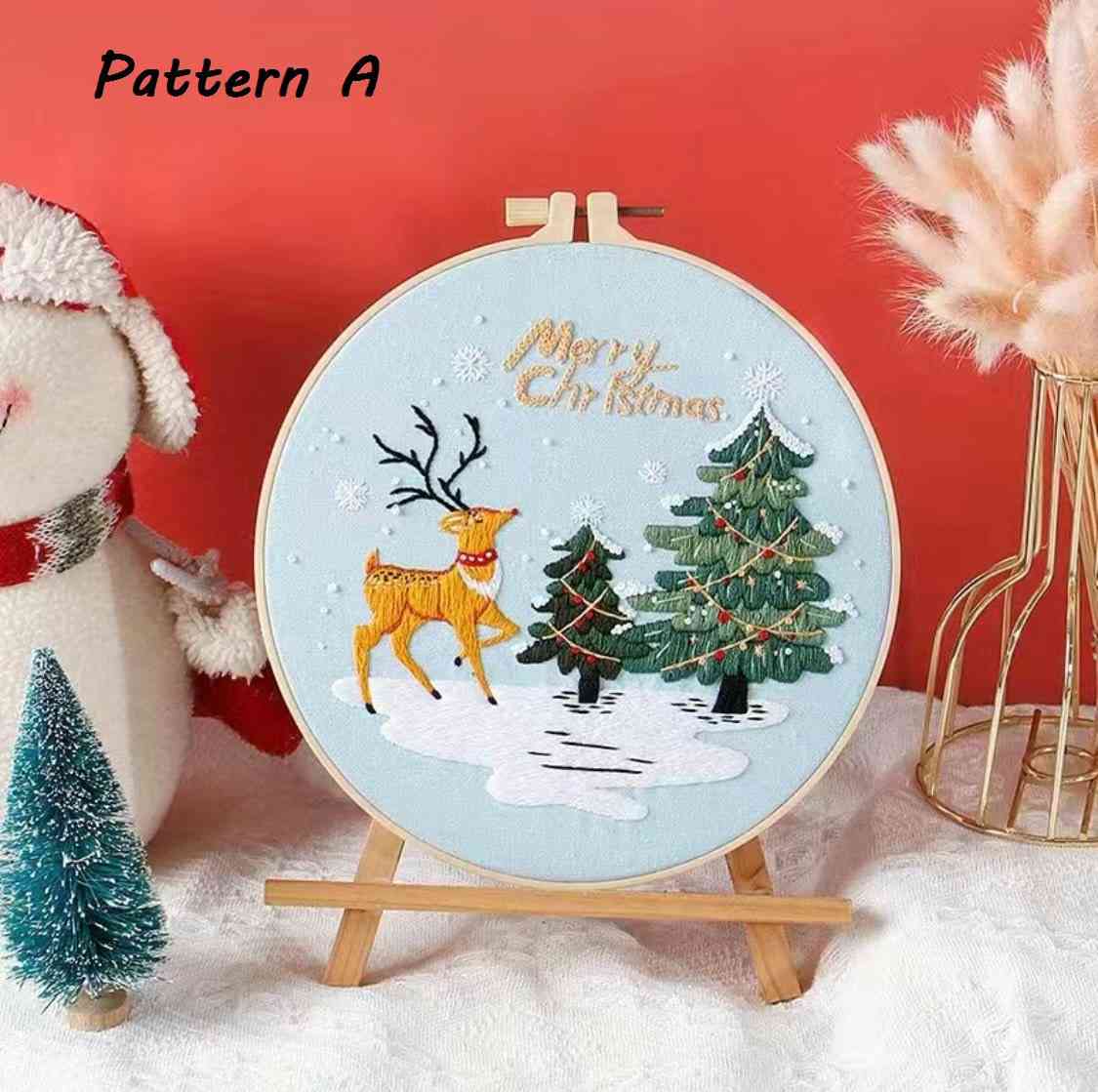 Christmas Embroidery Kit for Beginners - DIY Craft with Festive Designs