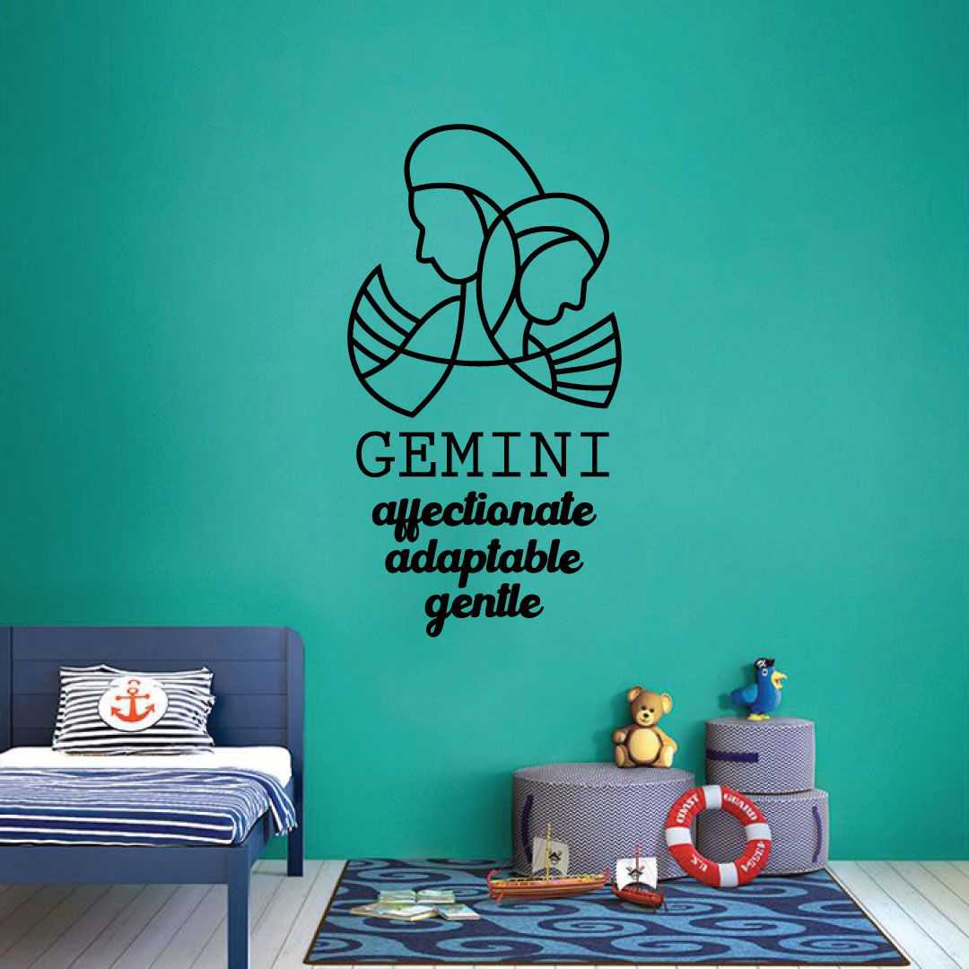Gemini Twin Face Silhouette Horoscope Vinyl Wall Art Sticker Decal